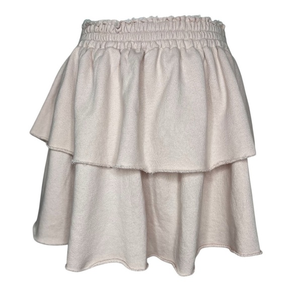 Aerie Mini Skirt Tiered Sweatshirt Material Distressed Pale Pink Size Large - Picture 2 of 10